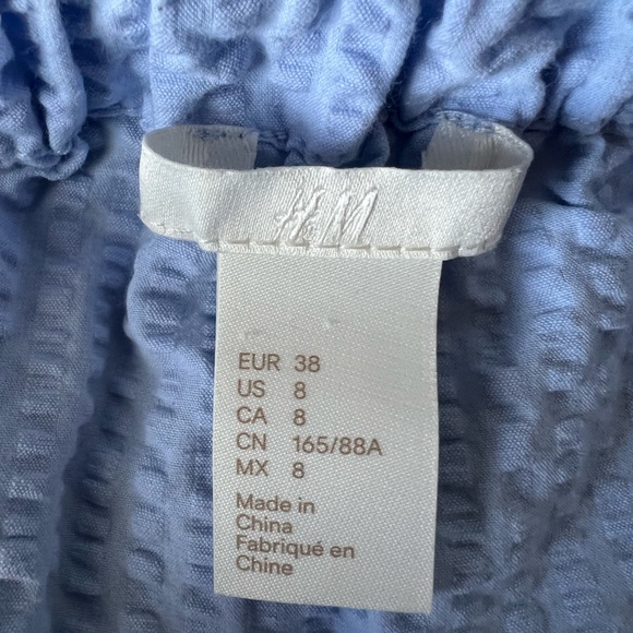 H&M off shoulder light blue puff sleeve top size 8 - Picture 4 of 6